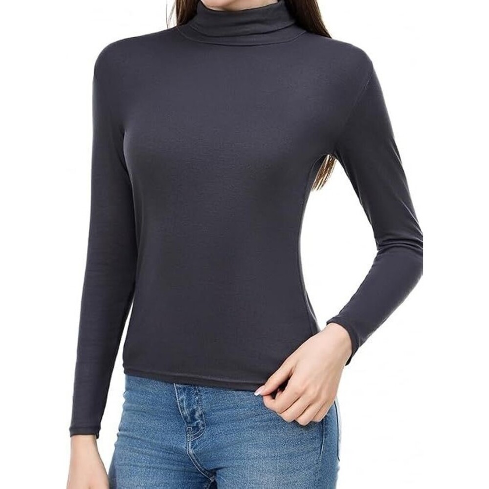Women Long Sleeve Top Turtleneck Basic Tops Soft Lightweight Stretch Base Layer